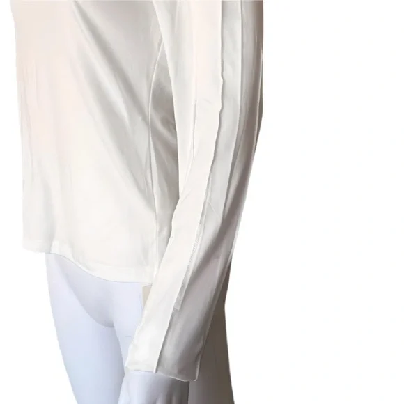 NWT Commense White Ribbed Statement Sleeve Form-Fitting Crew Neck Top size M L - Picture 10 of 16